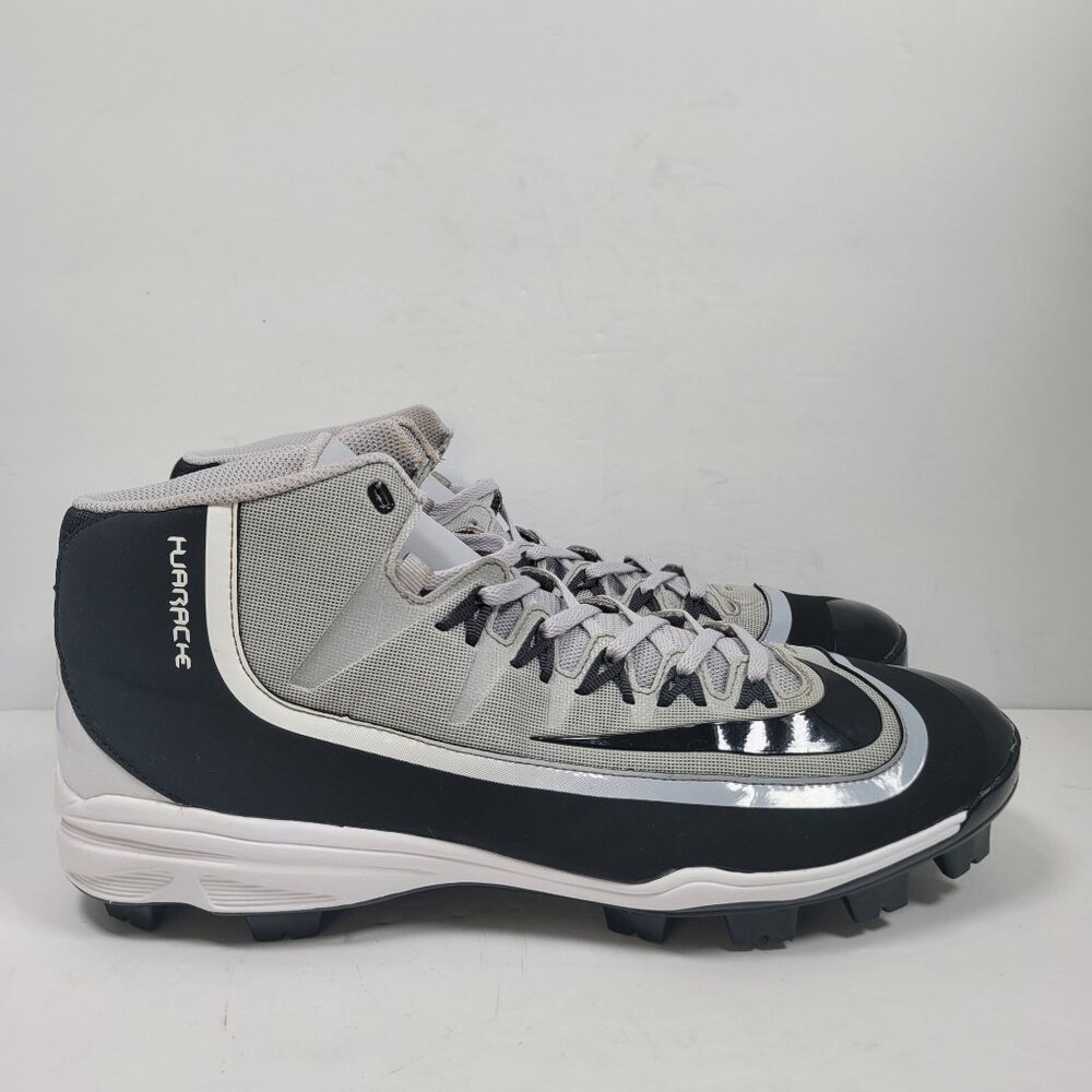 Nike Huarache Men's Gray Black Baseball Cleats 807131-001 US Size 14